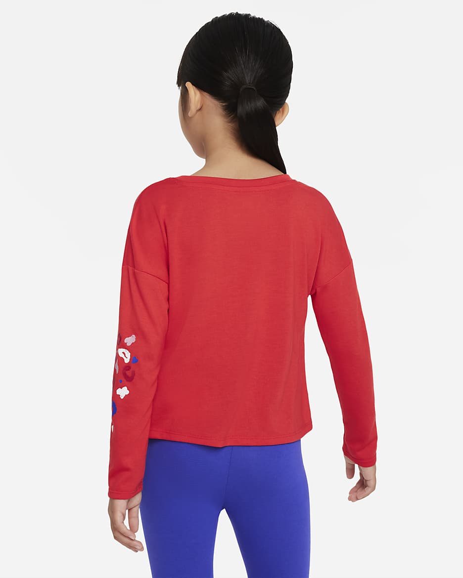 Nike Little Kids Long Sleeve Cropped Leopard Top. Nike